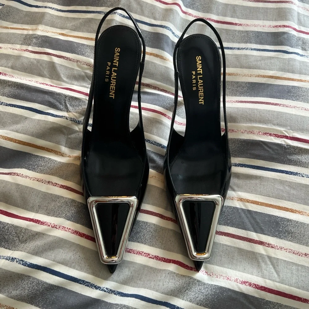 NWOT Saint Laurent Avenue Slingback Heels - Picture 6 of 9